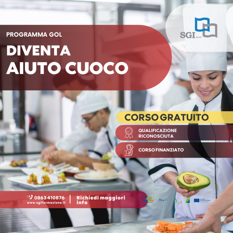 SGI FORMAZIONE PROGRAMMA GOL CORSO GRATUITO (Post di Facebook (Paesaggio)) (Post Instagram (Quadrato)) AIUTO CUOCO